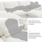 86.5   Chenille Modular Sofa with Storage Pockets, Movable Ottomans