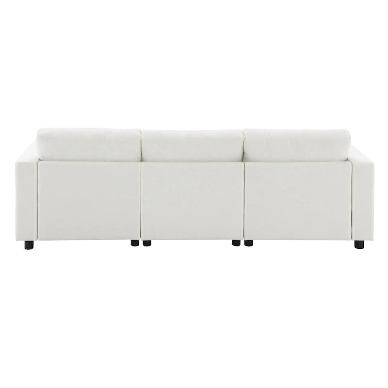 86.5   Chenille Modular Sofa with Storage Pockets, Movable Ottomans