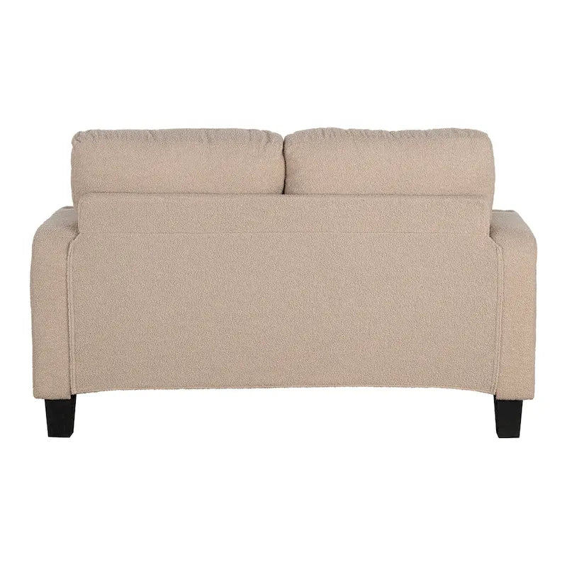 61   Small Beige Loveseat Sofa with 2 Pillows and Cup Holder