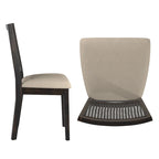 Ronda Beige Linen Rattan Back Dining Chairs (Set of 2)