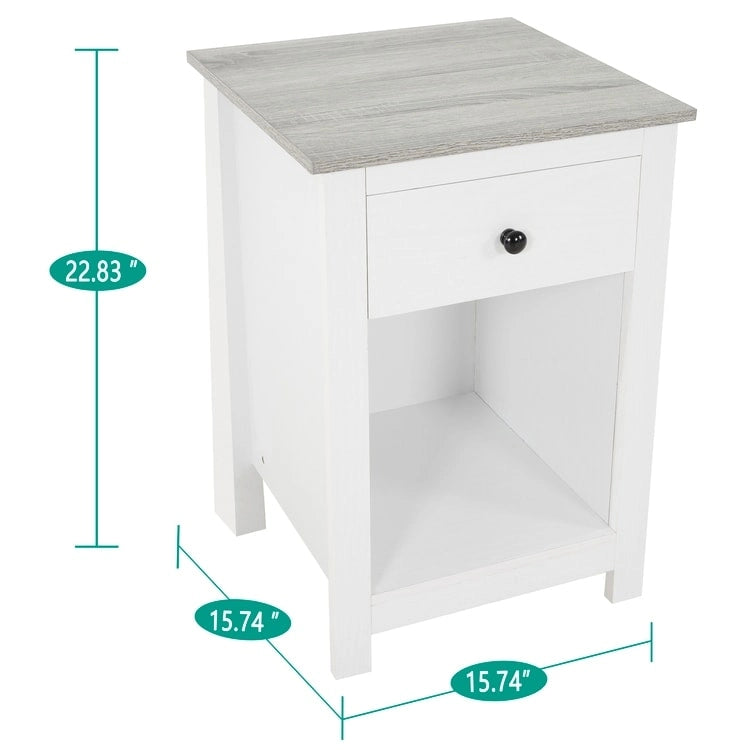 End Table with Drawer and Shelf 2 Tier Side Table Storage Cabinet Side Table with Drawer End Table with Storage