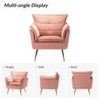 1ida Modern Velvet Tufted Accent Armchair with Gold Metal Legs Set of 2 by HULALA HOME