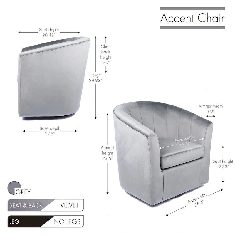 Carson Carrington Junsele Velvet Upholstery Swivel Accent Club Chair