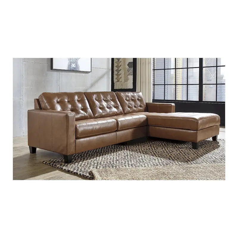 Signature Design by Ashley Baskove Brown 2-Piece Sectional with Chaise - 110  W x 72  D x 36  H