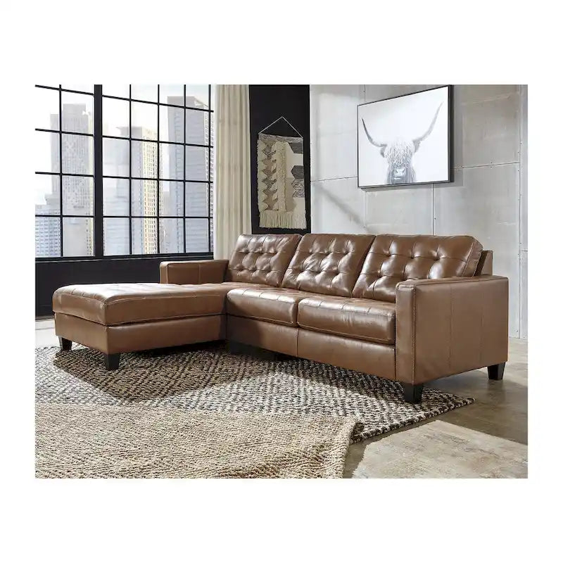 Signature Design by Ashley Baskove Brown 2-Piece Sectional with Chaise - 110  W x 72  D x 36  H
