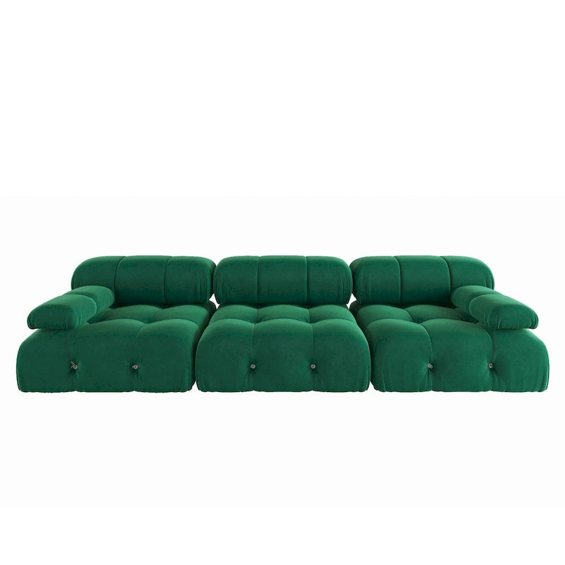 Velvet Sectional Sofa Reversible Modular Couch, Green