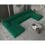 Velvet Sectional Sofa Reversible Modular Couch, Green