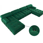 Velvet Sectional Sofa Reversible Modular Couch, Green