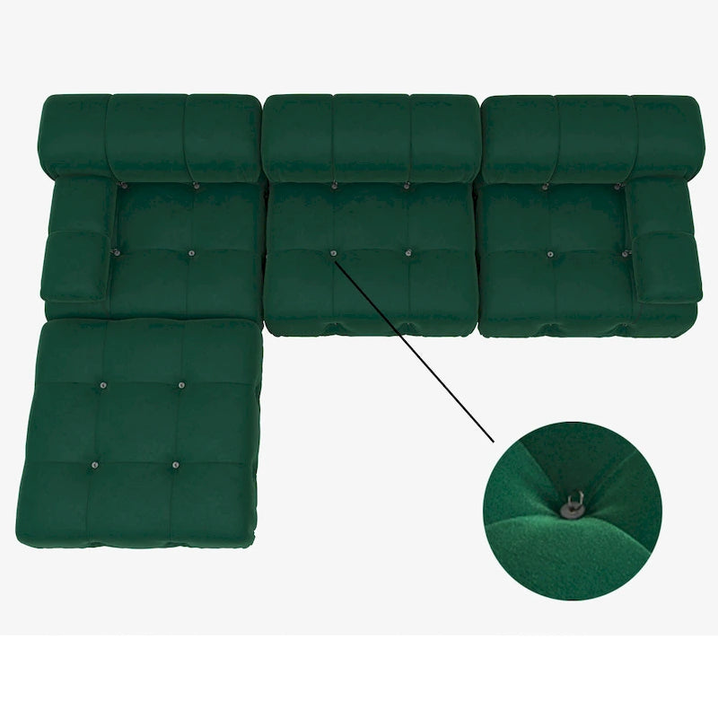Velvet Sectional Sofa Reversible Modular Couch, Green