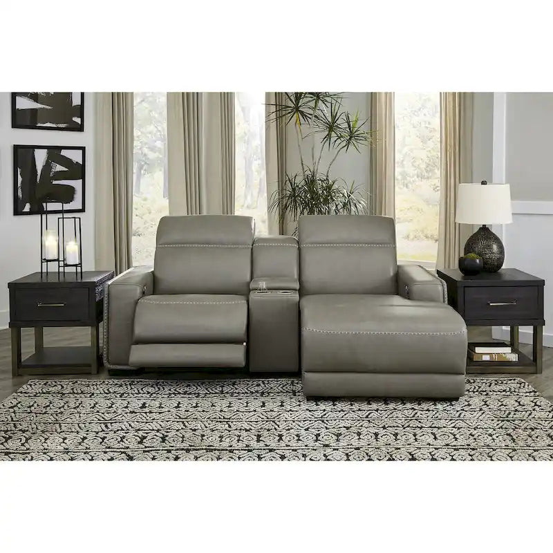 Signature Design by Ashley Correze Gray 3-Piece Power Reclining Sectional with Chaise - 88  W x 65  D x 33  H