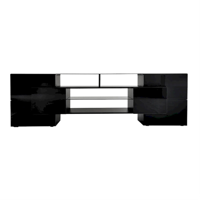 Merax TV Stand with 2 Illuminated Glass Shelves, High Gloss Entertainment Center for TVs Up to 80   - n/a
