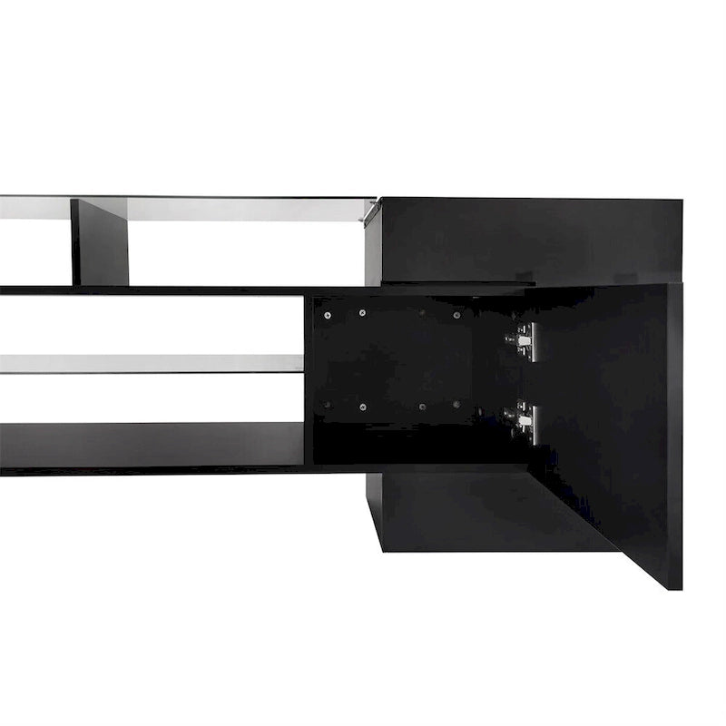 Merax TV Stand with 2 Illuminated Glass Shelves, High Gloss Entertainment Center for TVs Up to 80   - n/a