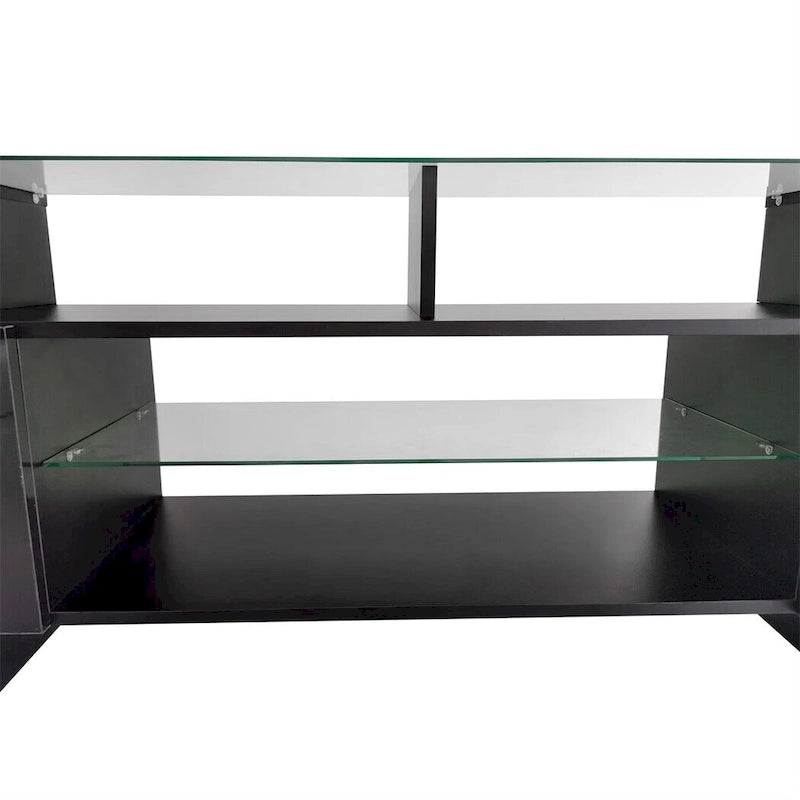Merax TV Stand with 2 Illuminated Glass Shelves, High Gloss Entertainment Center for TVs Up to 80   - n/a