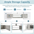 Merax TV Stand with 2 Illuminated Glass Shelves, High Gloss Entertainment Center for TVs Up to 80   - n/a