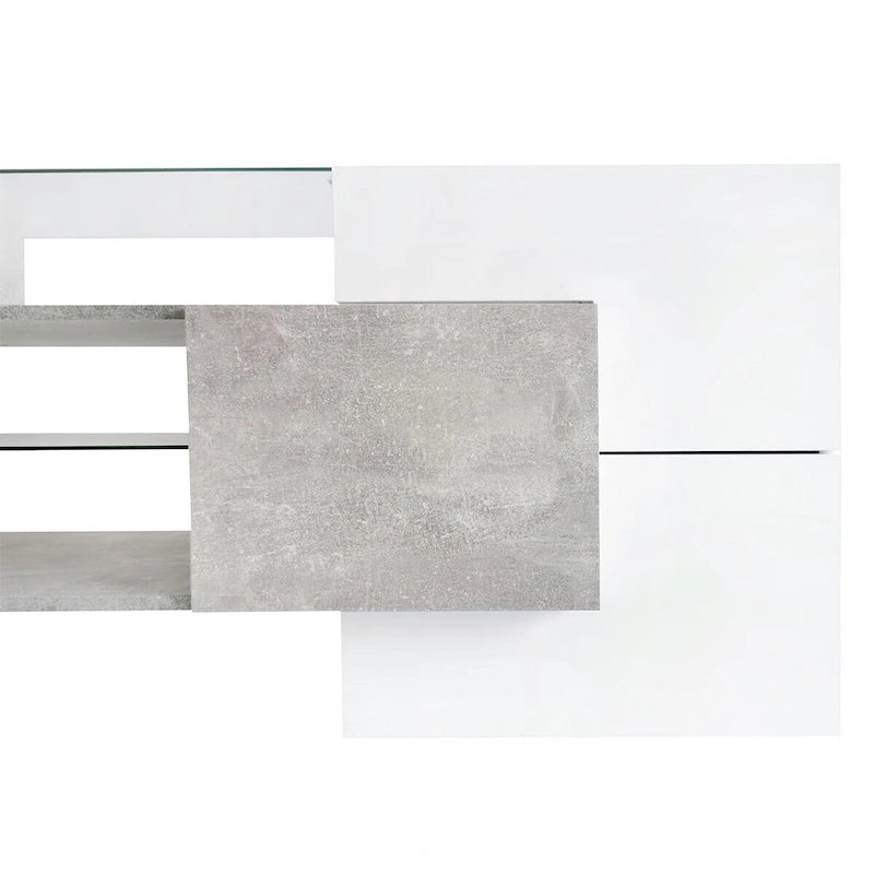 Merax TV Stand with 2 Illuminated Glass Shelves, High Gloss Entertainment Center for TVs Up to 80   - n/a