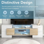 Merax TV Stand with 2 Illuminated Glass Shelves, High Gloss Entertainment Center for TVs Up to 80   - n/a