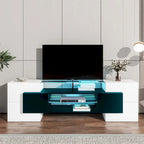 Merax TV Stand with 2 Illuminated Glass Shelves, High Gloss Entertainment Center for TVs Up to 80   - n/a