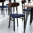 Commercial Metal Dining Chair with Wood Seat and Boomerang Back