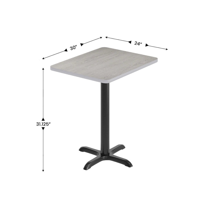 24   x 30   Rectangular Laminate Table Top with 22   x 22   Table Height Base - 24  W x 30  D x 31.125  H