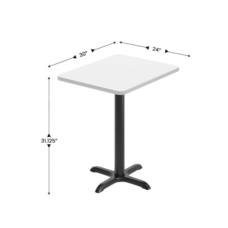 24   x 30   Rectangular Laminate Table Top with 22   x 22   Table Height Base - 24  W x 30  D x 31.125  H