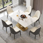 V Shape Pedestal Modern Marble Dining Table Slate Kitchen Table