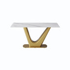 V Shape Pedestal Modern Marble Dining Table Slate Kitchen Table