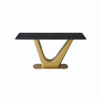 V Shape Pedestal Modern Marble Dining Table Slate Kitchen Table