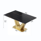 V Shape Pedestal Modern Marble Dining Table Slate Kitchen Table