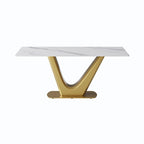 V Shape Pedestal Modern Marble Dining Table Slate Kitchen Table