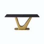 V Shape Pedestal Modern Marble Dining Table Slate Kitchen Table