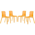 Stackable Acrylic Minimalist Plastic Dining Chair Modern Full Back Transparent Accent Side Chair for Kitchen Set of 4