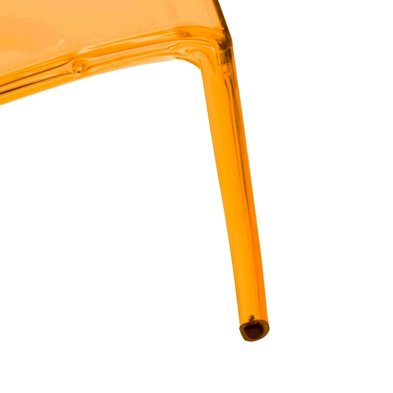 Stackable Acrylic Minimalist Plastic Dining Chair Modern Full Back Transparent Accent Side Chair for Kitchen Set of 4