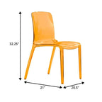 Stackable Acrylic Minimalist Plastic Dining Chair Modern Full Back Transparent Accent Side Chair for Kitchen Set of 4
