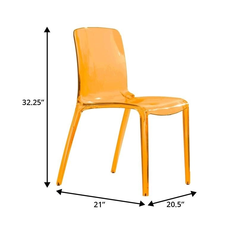Stackable Acrylic Minimalist Plastic Dining Chair Modern Full Back Transparent Accent Side Chair for Kitchen Set of 4