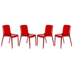 Stackable Acrylic Minimalist Plastic Dining Chair Modern Full Back Transparent Accent Side Chair for Kitchen Set of 4