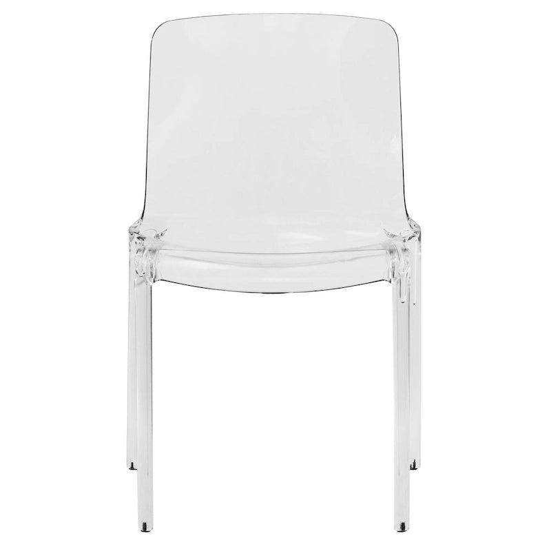 Stackable Acrylic Minimalist Plastic Dining Chair Modern Full Back Transparent Accent Side Chair for Kitchen Set of 4