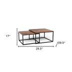 Set of 2 Squared Off Natural Wood Nesting Coffee Tables - 29.5' x 29.5' 17