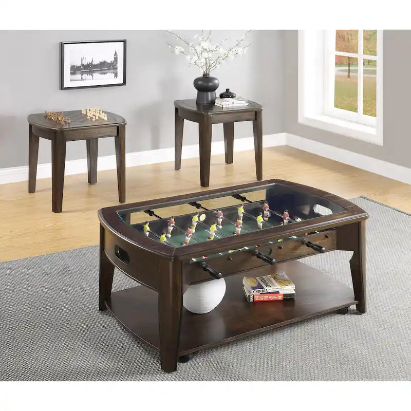 Steve Silver Darlington Dark Walnut Wood/Glass Foosball Coffee Table