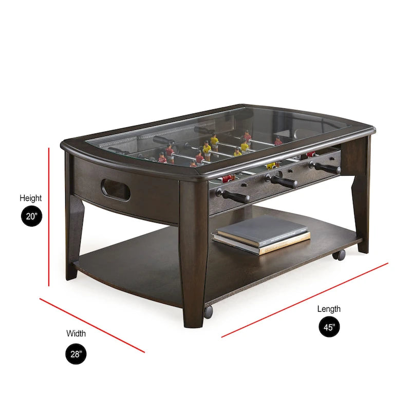 Steve Silver Darlington Dark Walnut Wood/Glass Foosball Coffee Table