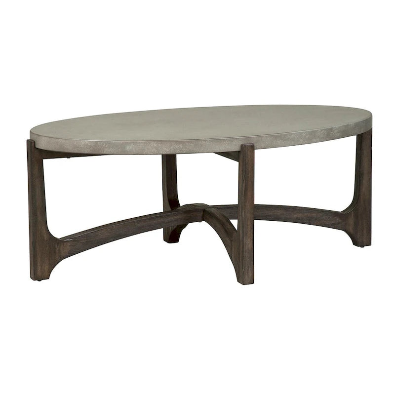 Cascade Wirebrush Rustic Brown Oval Cocktail Table