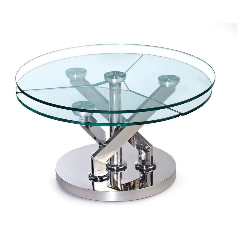 Somette Cocktail Table with 32   Round Glass Top - Cocktail Table