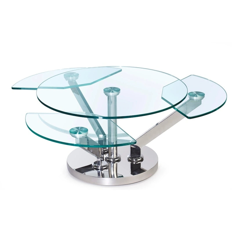 Somette Cocktail Table with 32   Round Glass Top - Cocktail Table