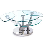 Somette Cocktail Table with 32   Round Glass Top - Cocktail Table