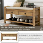 39   Modern Versatile Entry Upholstered Storage Bench with Shoe Rack and Drawers