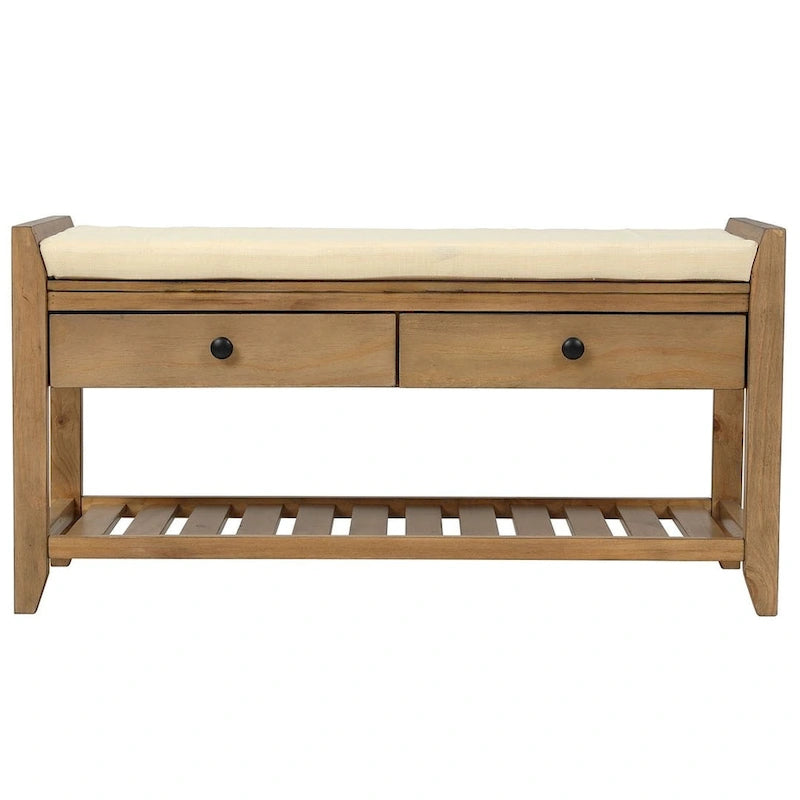 39   Modern Versatile Entry Upholstered Storage Bench with Shoe Rack and Drawers