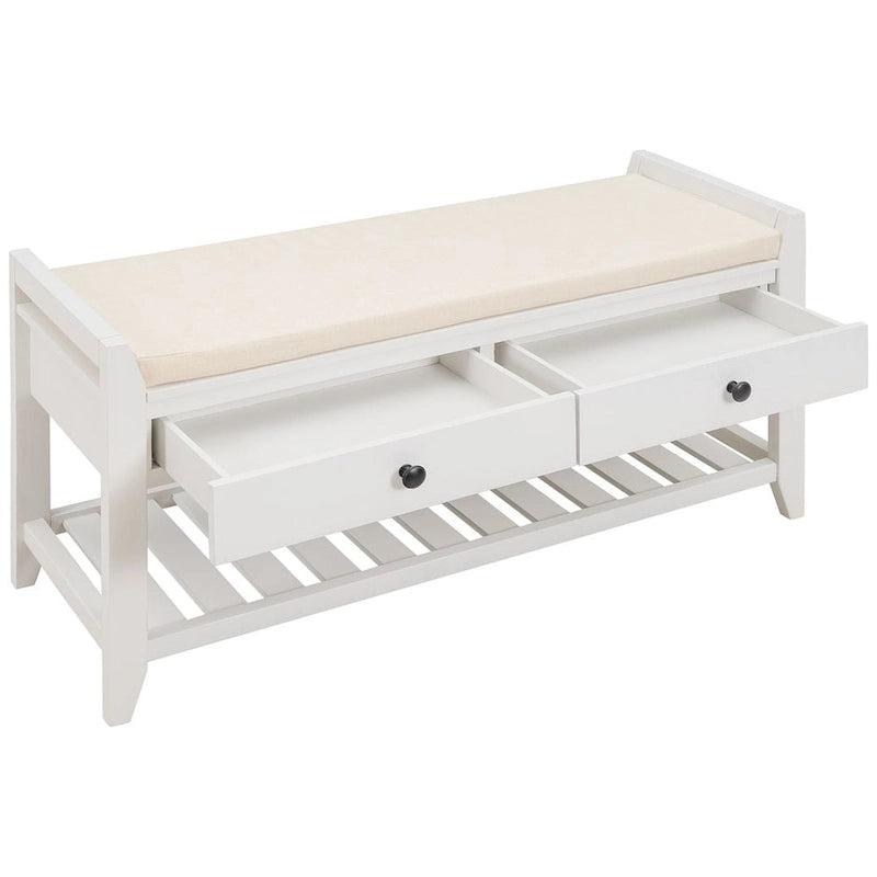 39   Modern Versatile Entry Upholstered Storage Bench with Shoe Rack and Drawers
