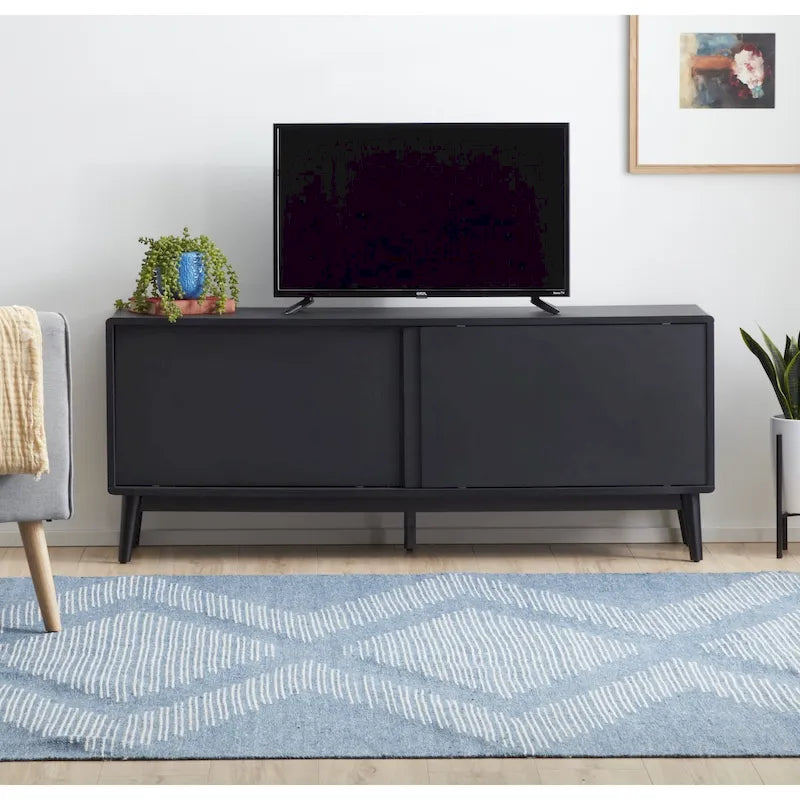 Brookside Madison Mid Century Modern TV Stand for TV's up to 65   Sliding Doors and Cable Management