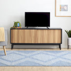 Brookside Madison Mid Century Modern TV Stand for TV's up to 65   Sliding Doors and Cable Management