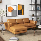 Florencia Modern Living Room Top Leather Corner Sectional Couch in Tan