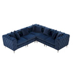 Large L-Shaped Modular Sofa, 5-Seat Velvet Sectional Couch